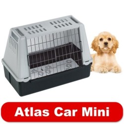 Lot : cage de transport Ferplast Atlas Car + tapis Vetbed® Isobed SL, noir pattes grises pour chien