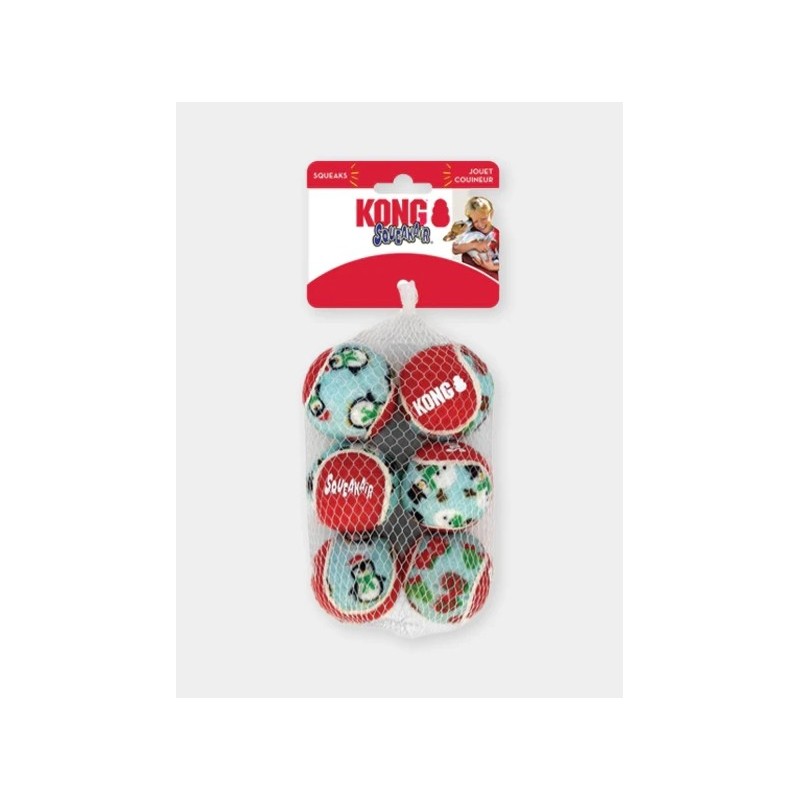 6 Balles de tennis Kong Holiday pour chien